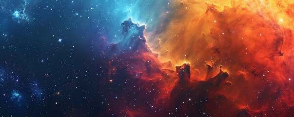 Colorful space galaxy cloud nebula. Stary night cosmos. Universe science astronomy. Supernova background wallpaper. - obrazy, fototapety, plakaty
