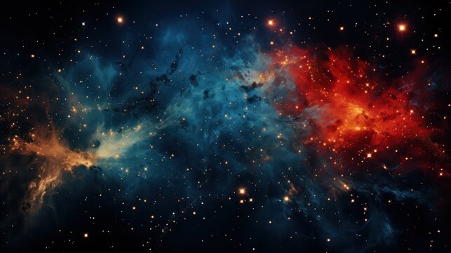 abstract drama of a space nebula, illustrating the cosmic clash and birth of stars within an interstellar cloud. The scene is a vibrant representation of galactic beauty and celestial art.
