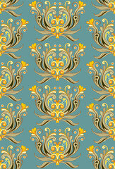 Seamless floral pattern texture or background. Vintage antique baroque style. Handmade drawing vector illustration.