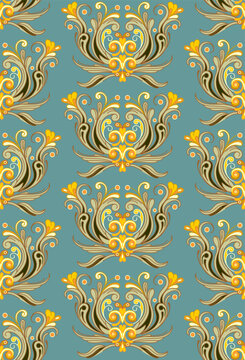 Seamless floral pattern texture or background. Vintage antique baroque style. Handmade drawing vector illustration.