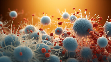 Bacterias. Microorganisms under the microscope. - obrazy, fototapety, plakaty
