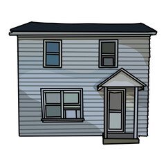 blue house with windows