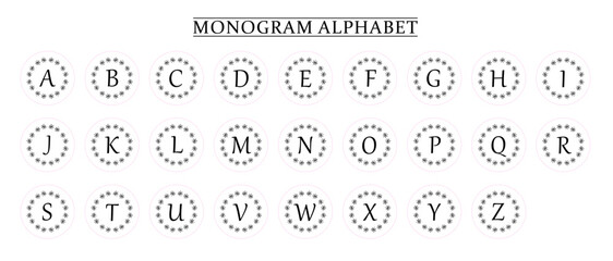 Floral Monogram Alphabet &ndash; Elegant Line Art Letters with Botanical Motifs for Branding & Invitations