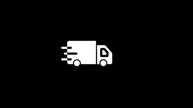 Delivery cargo truck icon, Transportation Fast moving shipping delivery truck animation background.