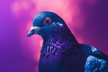 a pigeon with a purple hue. Generative AI