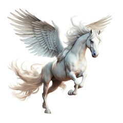 Pegasus horse with wings flying isolated on white or transparent background