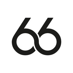 66 Years monogram logo design, vector - obrazy, fototapety, plakaty