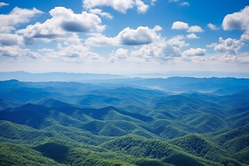 Obraz premium The Blue Ridge Mountains, USA, scenic views and lush forests - Views from above, mysterious mountain ranges
