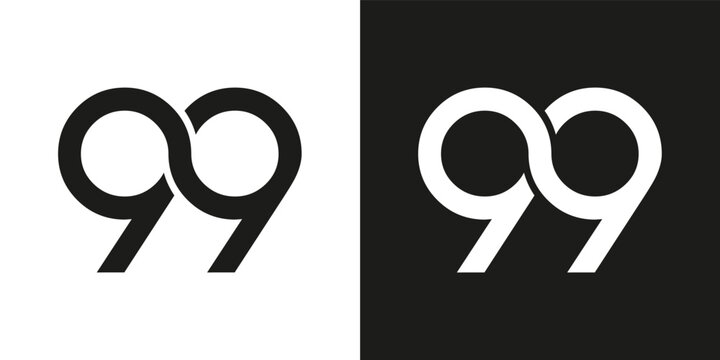 99 years monogram logo design, vector