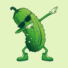 Dabbing dance pickle with sunglass vector design