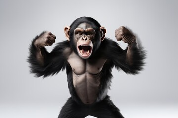 Angry monkey showing fists - obrazy, fototapety, plakaty