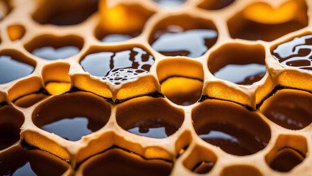 Closeup view of honeycomb : AI Image for background and graphics resources