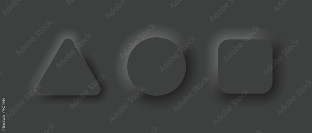 Leinwandbilder a set of neon shapes on an isolated background in dark color. figure kurg, triangle and square. neom
