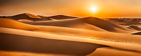 Fototapeta na wymiar Layers of sandy beige and golden hues interplay, creating a timeless desert scene. The artwork captures the essence of shifting sands and endless dunes