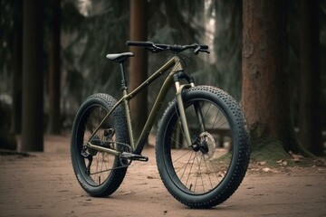 Fototapeta na wymiar off-road bicycle with thick tires. Generative AI
