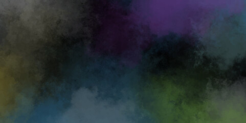 Abstract multi-color water vapor on a black background. Dark interstellar space with green, blue, purple nebula. Space background. Texture. Design elements. Abstract art. Steam the humidifier.