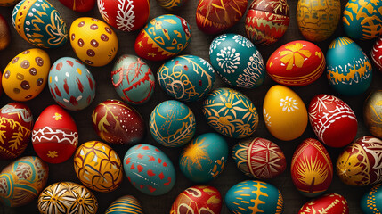 Easter eggs pattern, top view
