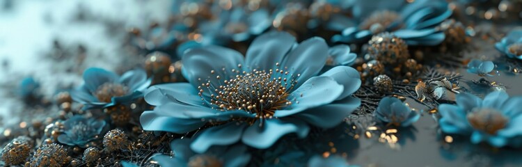 a blue flower with many blue flowers - obrazy, fototapety, plakaty