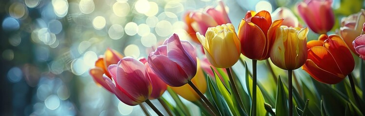 Fototapeta premium a bunch of tulips are placed in an arrangement
