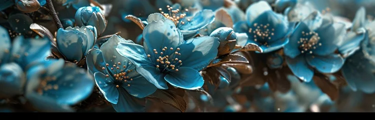 Foto op Plexiglas a blue flower with many blue flowers © olegganko