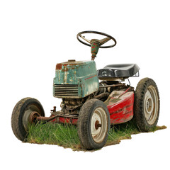 Obraz premium An old mowing machine, transparent or isolated on white background
