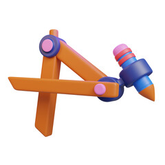 3d pencil compass icon