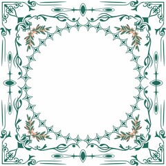 Vector illustration of floral frame with vignetted corners on white