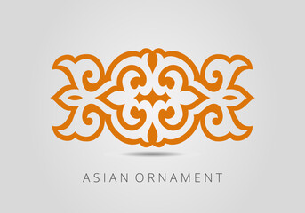 Vintage ornate linear ornaments in Kazakh traditional style. Asian floral designs. Abstract Asian elements of the national pattern of the ancient nomads of the Kyrgyz, Mongols, Kazakhs, Tatars.