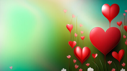 Valentine's Day background with red hearts.