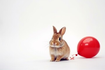 Fototapeta na wymiar Adorable rabbit bunny celebrating Chinese New Year on a white background. Generative AI