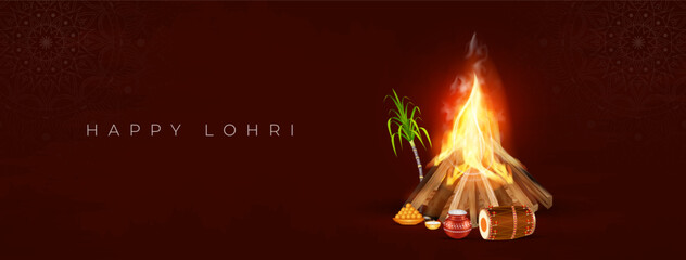 Happy Lohri Celebration Social Media Post - obrazy, fototapety, plakaty