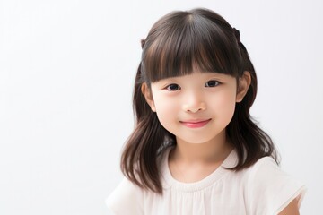 Asian smiling little girl portrait isolated on white Background