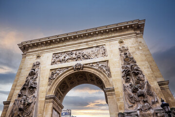 Arch of Triumph, Champs-Elysees at sunset in Paris - obrazy, fototapety, plakaty
