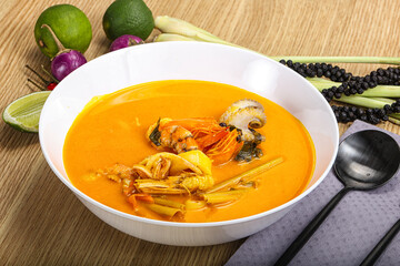 Thai Tom Yum soup with seafood