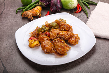 Chinese cuisine - prawn with chili sauce