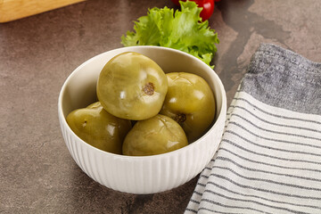 Homemade pickled green tomato appetizer