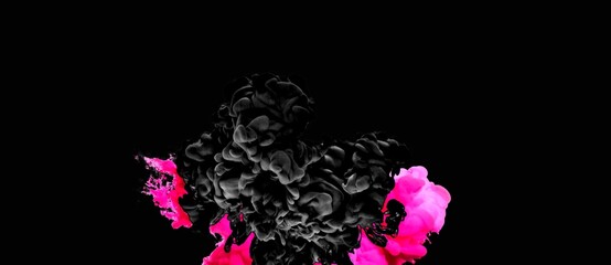 black and pink smoke abstract on black background illustration 