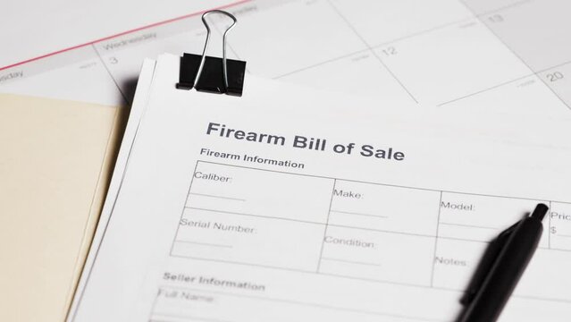 Firearm bill of sale form