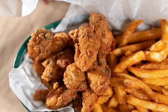 fried oysters and french fries in basket
