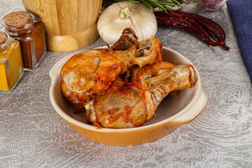 Raw marinated chicken drumstick for cooking