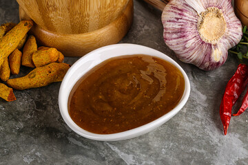 Indian curry sauce in the bowl