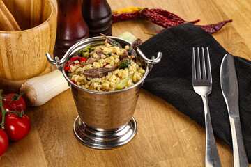 Bulgur with lamb and vegetables