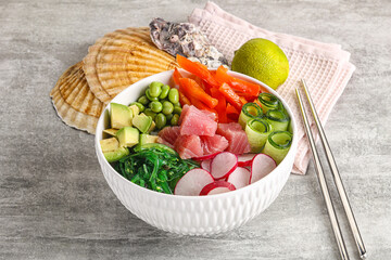 Hawaiian cuisine - poke with tuna and rice