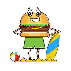 Burger chilling on beach Illustration