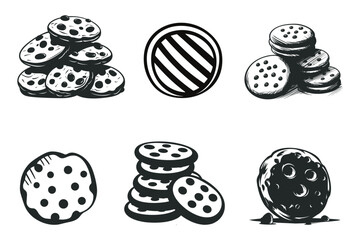 Cookie Traditional chocolate chip cookies, Bakery sign and symbol.  biscuit, cracker, Vector illustration.