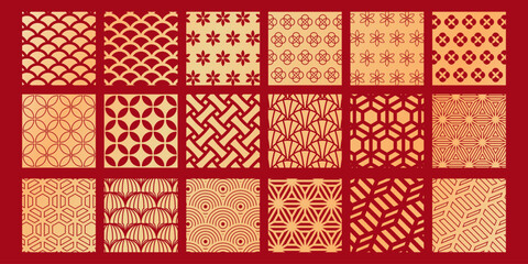 chinese pattern, japanese pattern collection. vector illustration