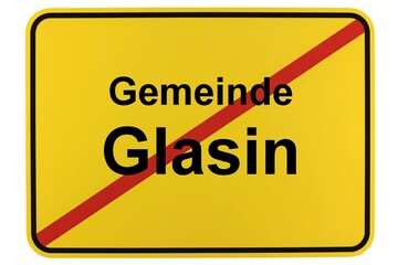 Illustration eines Ortsschildes der Gemeinde Glasin in Mecklenburg-Vorpommern