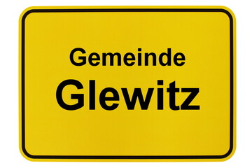 Illustration eines Ortsschildes der Gemeinde Glewitz in Mecklenburg-Vorpommern