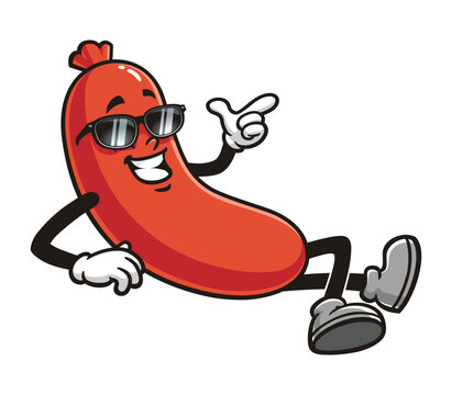 recommend clip art: Sausage lying down relaxing and wearing sunglasses cartoon mascot illustration character vector clip art