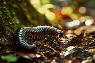 Macro of a Close up of a Millipede